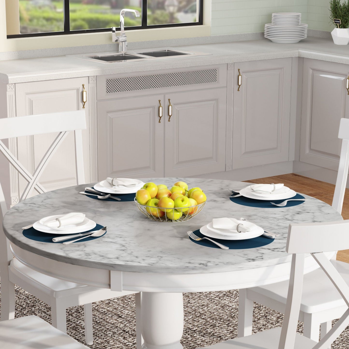 Elegant 5 Pieces Dining Table and 4 Chairs Set