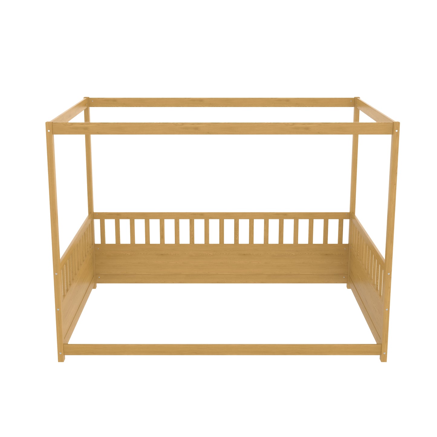 Full-size canopy bed frame with guard rails in natural wood by HouseOfZazla on Tampa Home & Garden Store