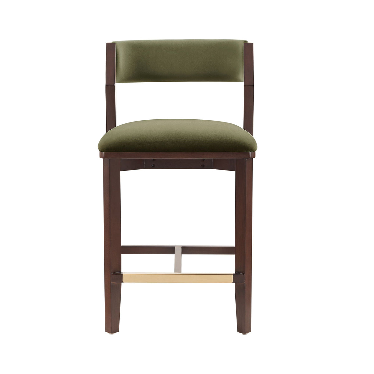 Patricia Counter Stool olive green upholstered seat and back with wood legs HouseOfZazla on Tampa Home & Garden Store