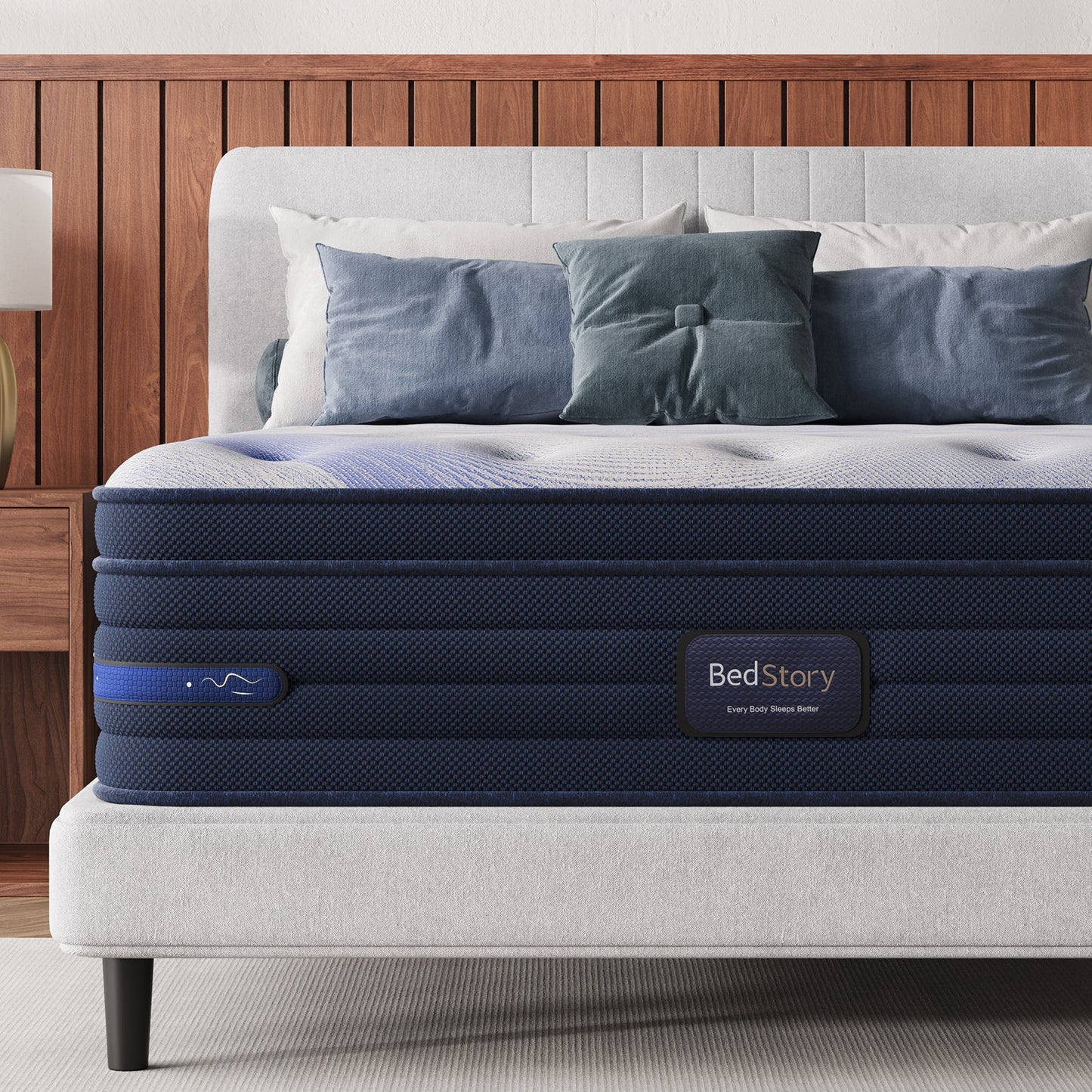 BedStory Spine Align Pro 13in Twin Firm Cooling Hybrid Mattress with navy knit sides on Tampa Home & Garden Store