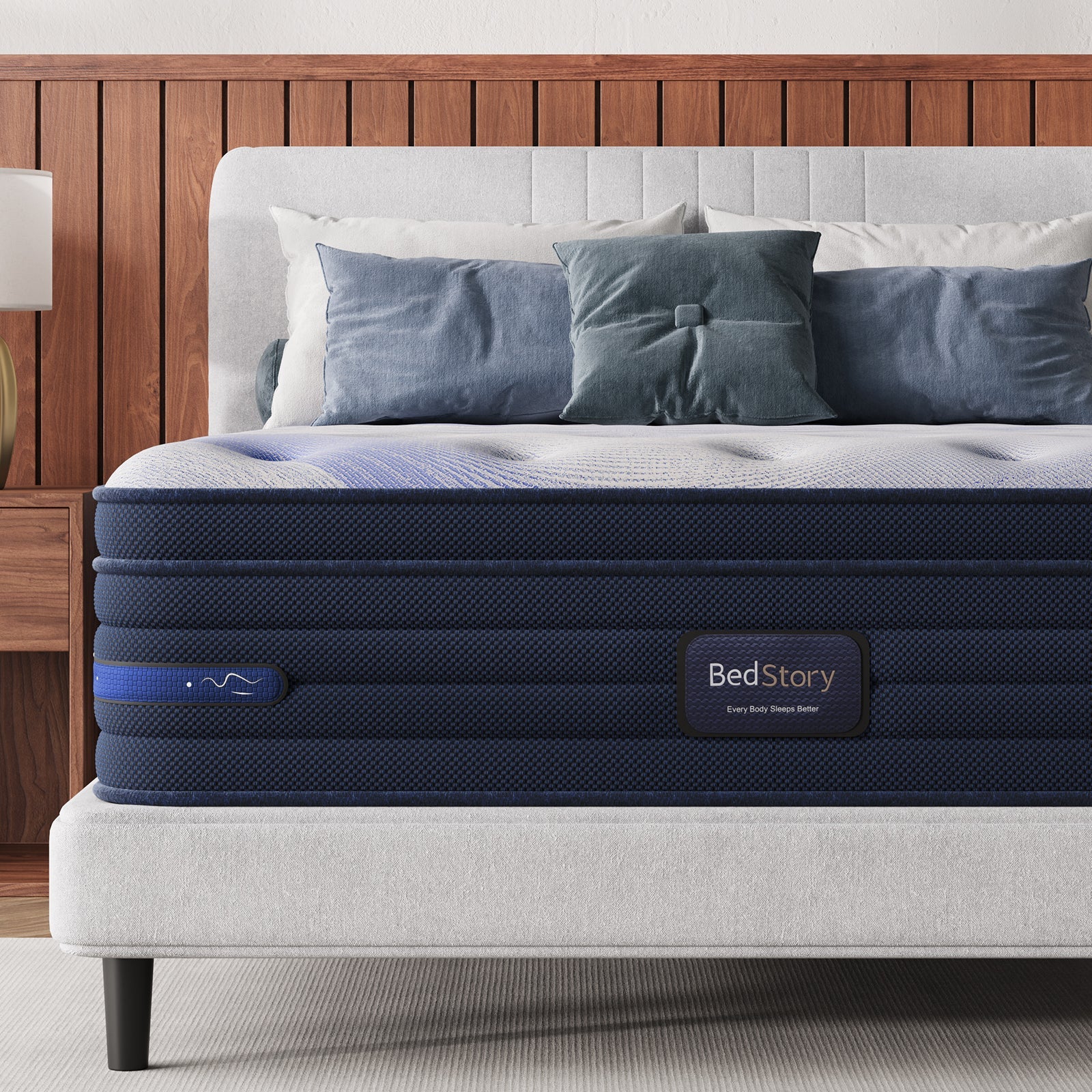 BedStory Spine Align Pro 13in Twin Firm Cooling Hybrid Mattress with navy knit sides on Tampa Home & Garden Store