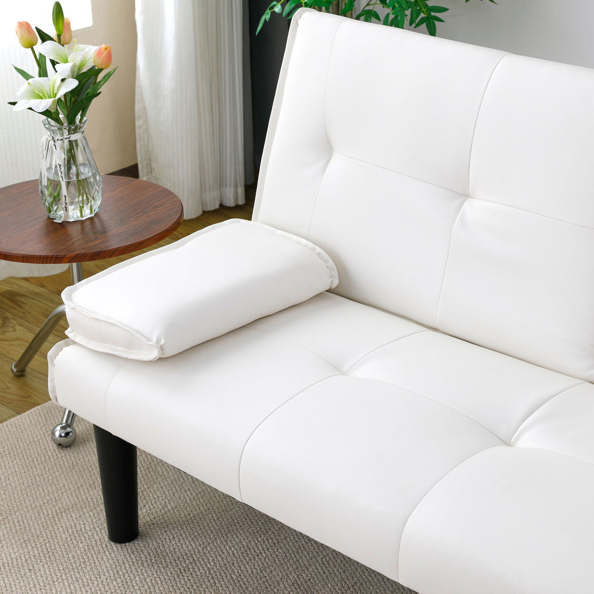 Compact Foldable Sofa Bed and Cup Holder