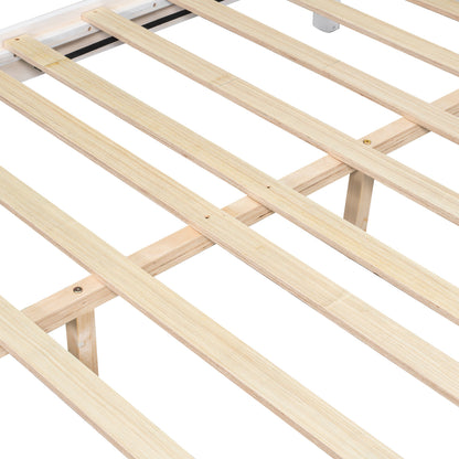 Sleek White Queen Bed Frame and Solid Wood Base