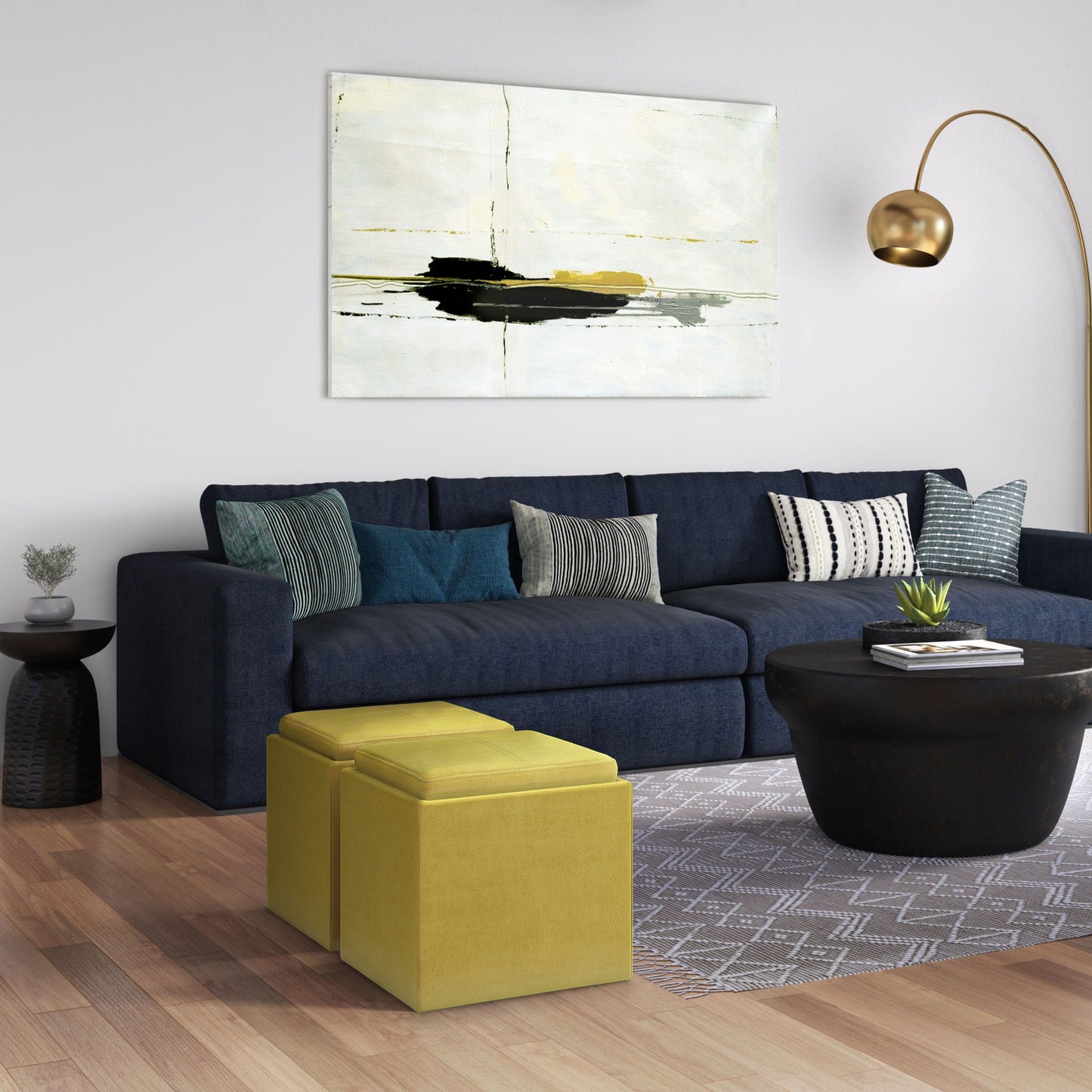 Rockwood Upholstered Cube Ottoman with Tray