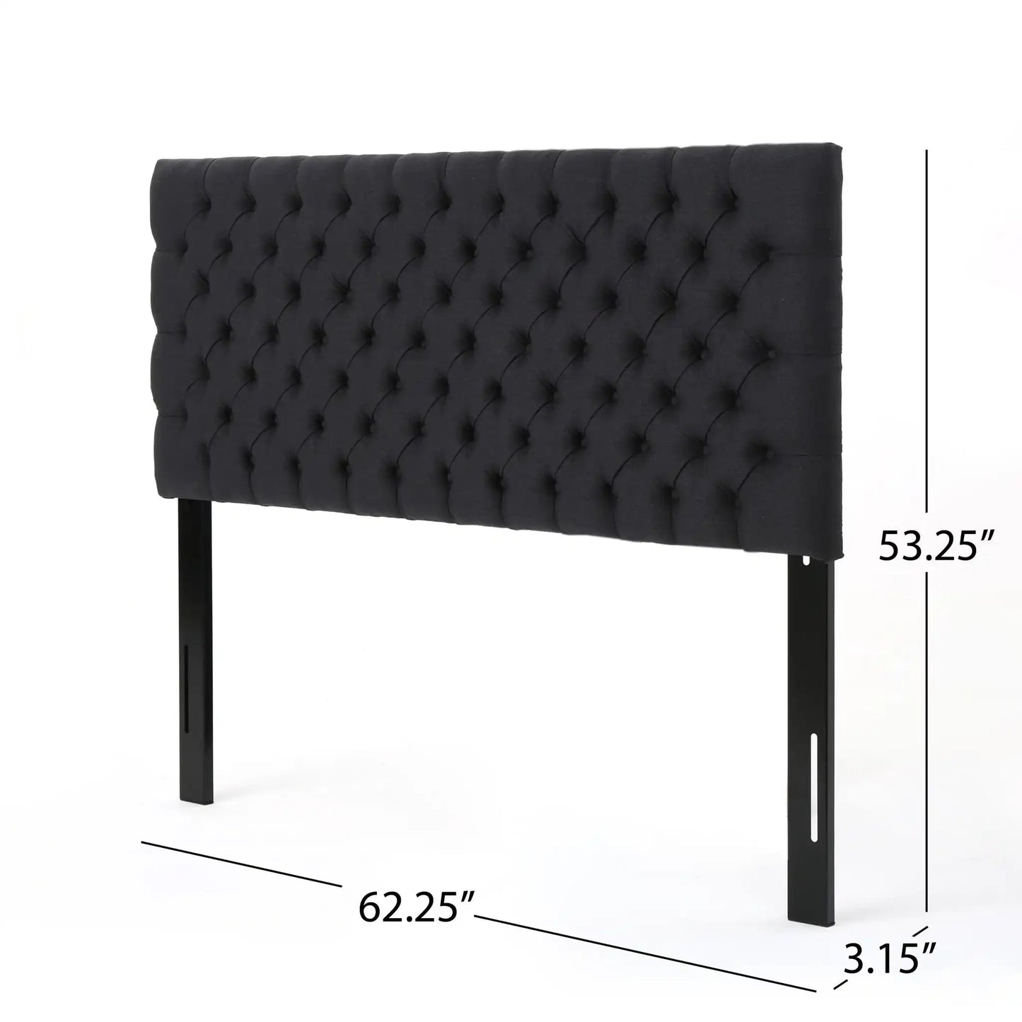 Annecy Contemporary Upholstered Headboard in black tufted fabric by HouseOfZazla on Tampa Home & Garden Store
