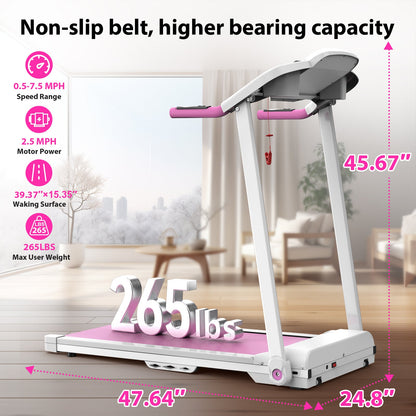 Foldable treadmill by HouseOfZazla with pink accents and 2.5HP motor for home use on Tampa Home & Garden Store