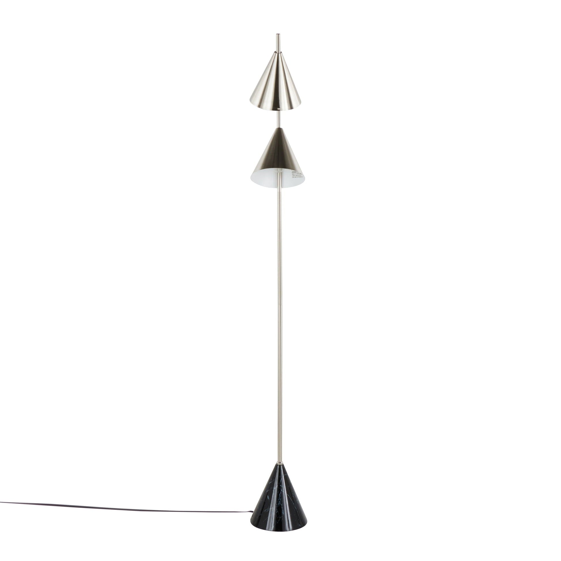 Cone contemporary floor lamp with silver conical shade & black marble cone base by HouseOfZazla on Tampa Home & Garden Store