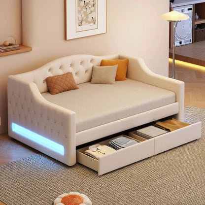Daybed With LED Lighting and Upholstered Frame
