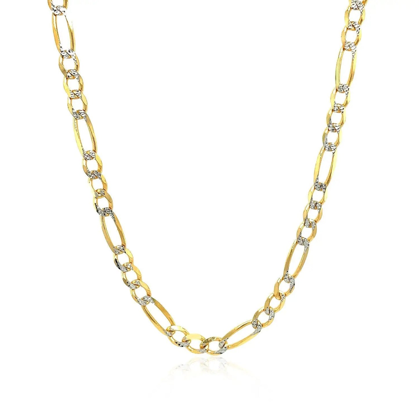 4.0mm 14K yellow gold solid pave figaro chain necklace with diamond pave accents by Bids.com on Tampa Home & Garden Store