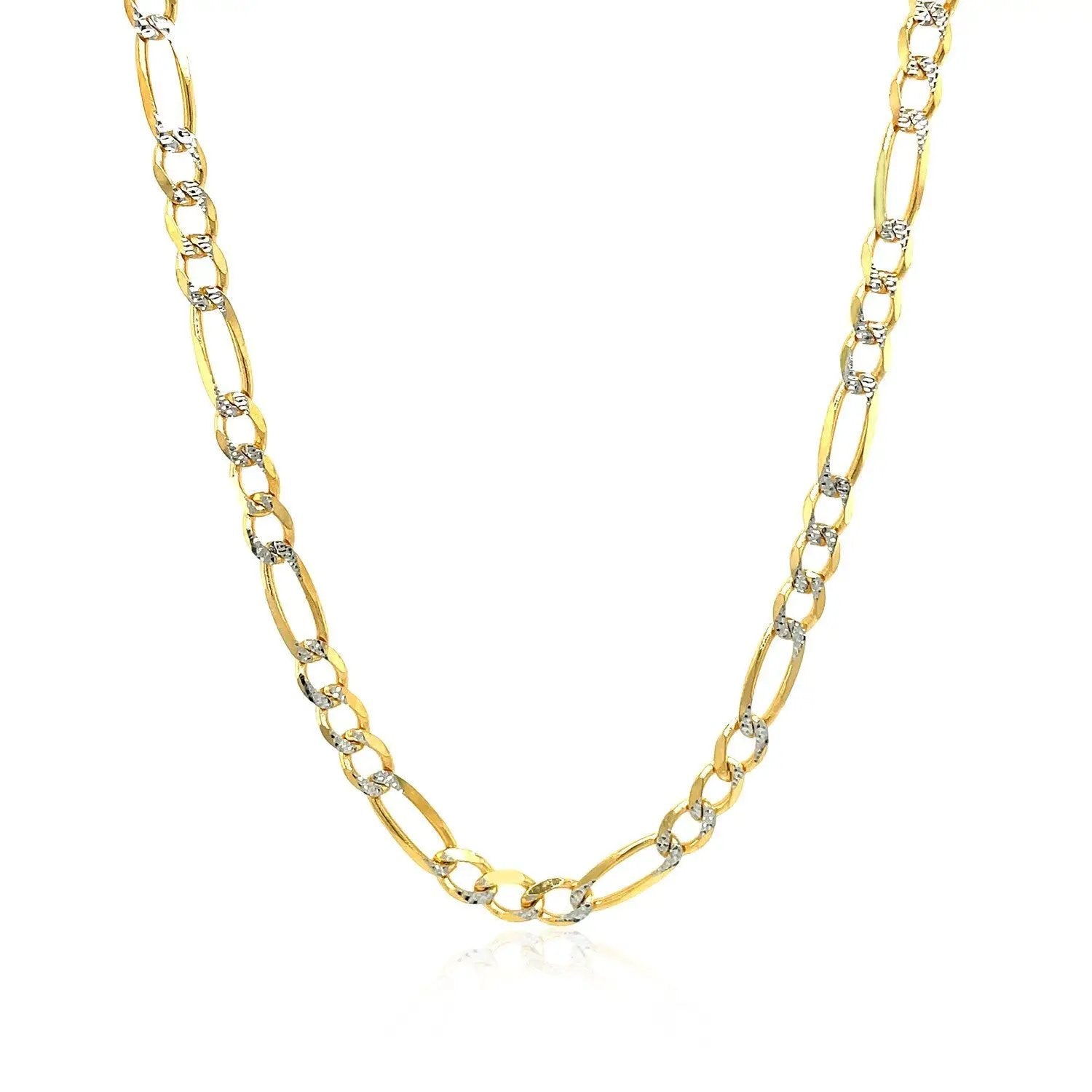 4.0mm 14K yellow gold solid pave figaro chain necklace with diamond pave accents by Bids.com on Tampa Home & Garden Store
