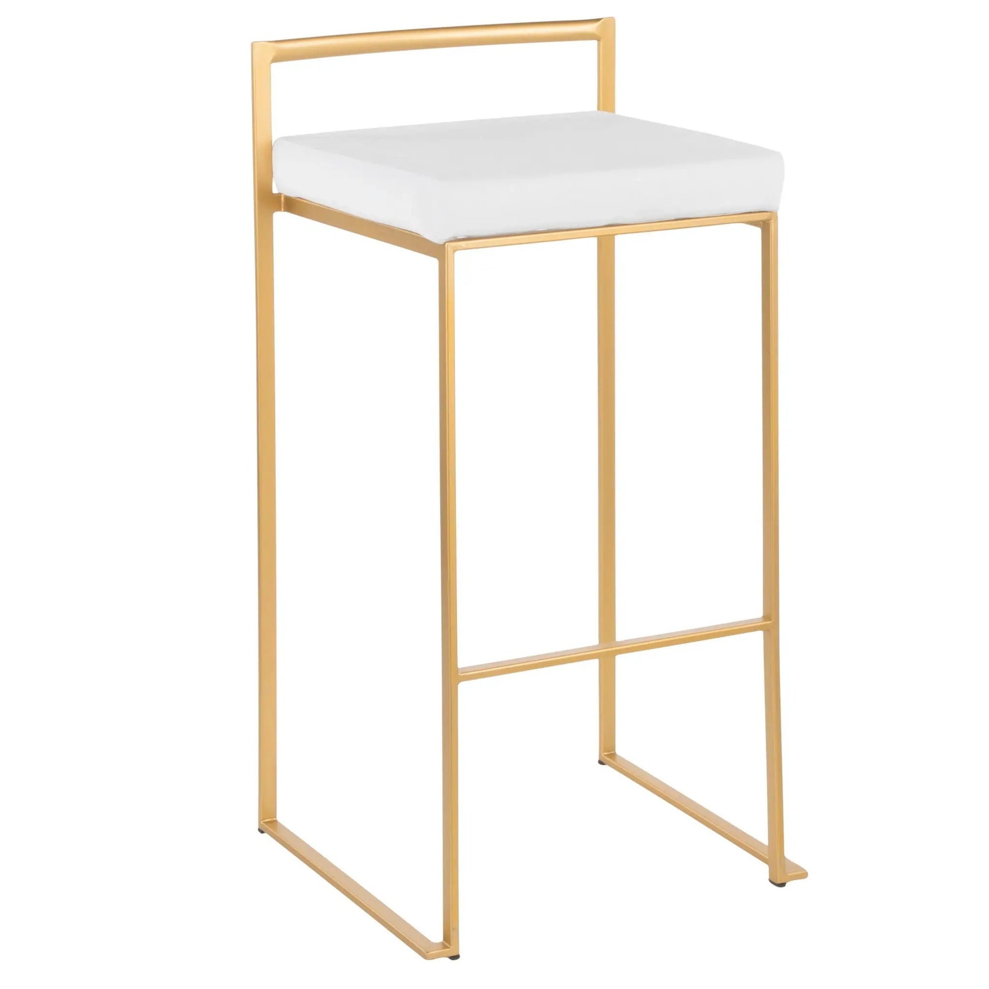 Fuji barstool with gold metal frame and white upholstered seat, contemporary glam design on Tampa Home & Garden Store