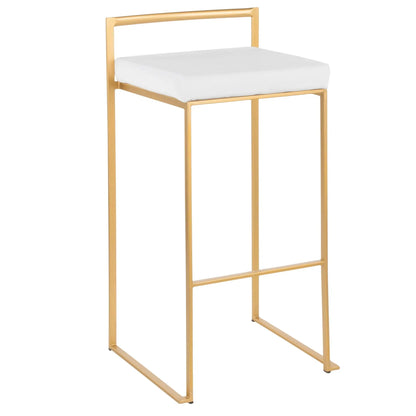 Fuji barstool with gold metal frame and white upholstered seat, contemporary glam design on Tampa Home & Garden Store