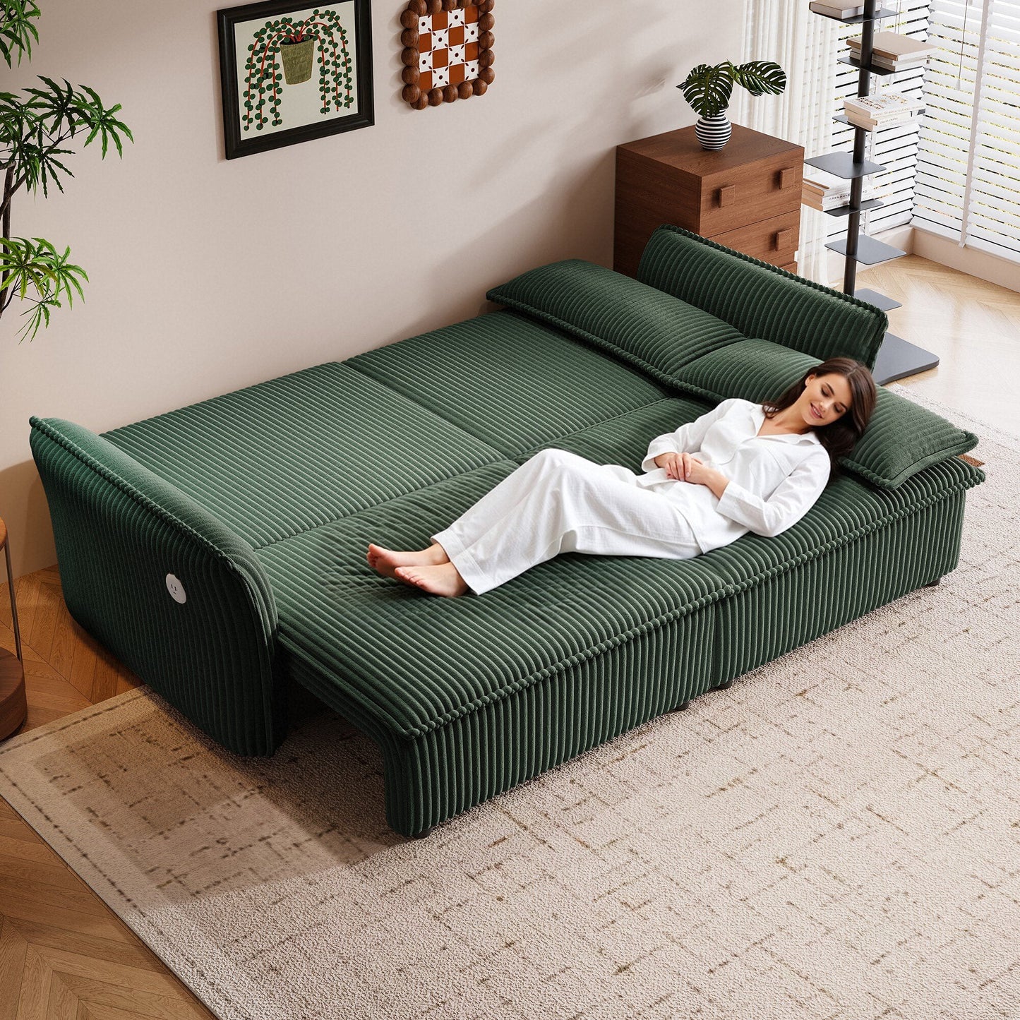 85 Inch Convertible Sofa Bed and a Plush Fleece
