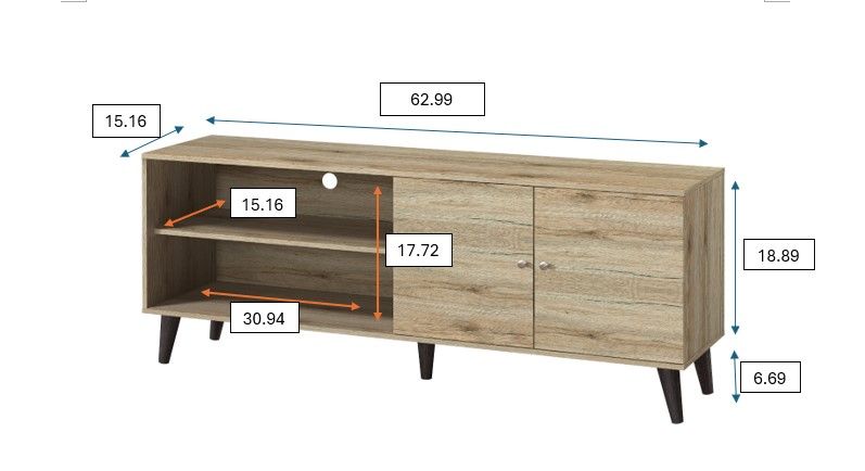 Amidon TV Stand With Storage Shelves and Cabinet