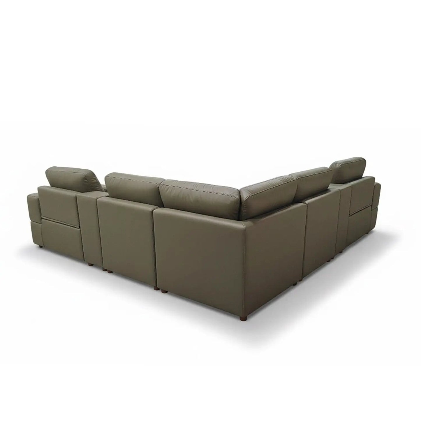 Upholstered large-arms sectional with recliner seats tan leather by Unique Piece Furniture on Tampa Home & Garden Store