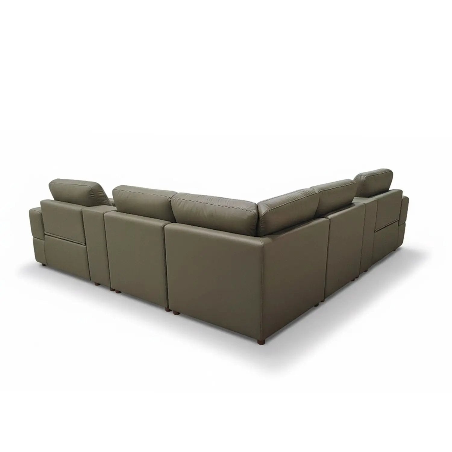 Upholstered large-arms sectional with recliner seats tan leather by Unique Piece Furniture on Tampa Home & Garden Store