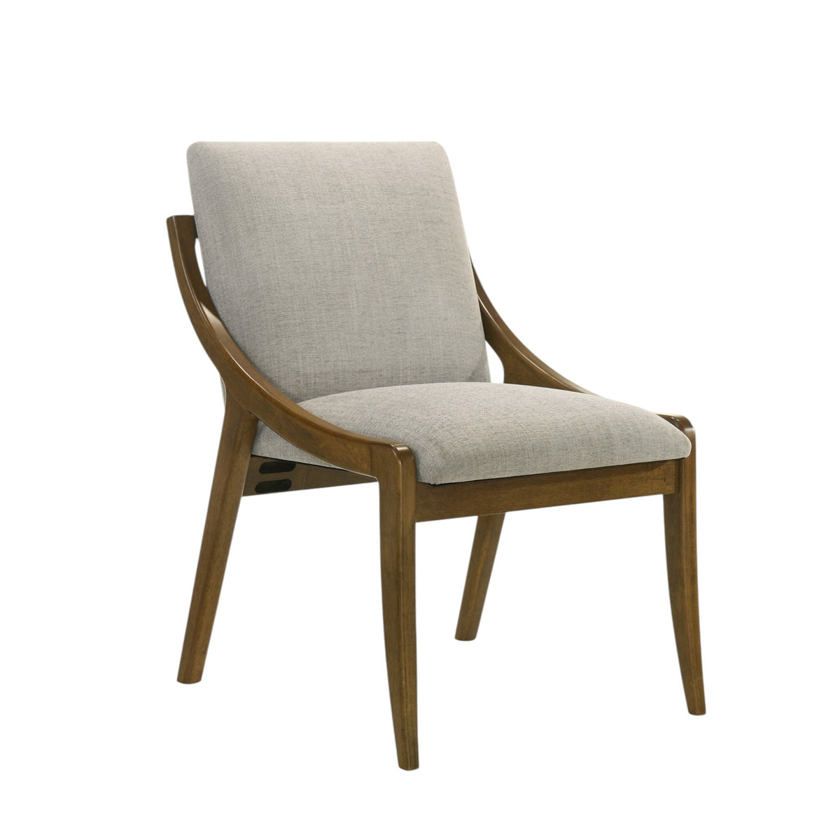 Danzel Side Chair Set in gray padded upholstery with oak wood frame and curved arms on Tampa Home & Garden Store