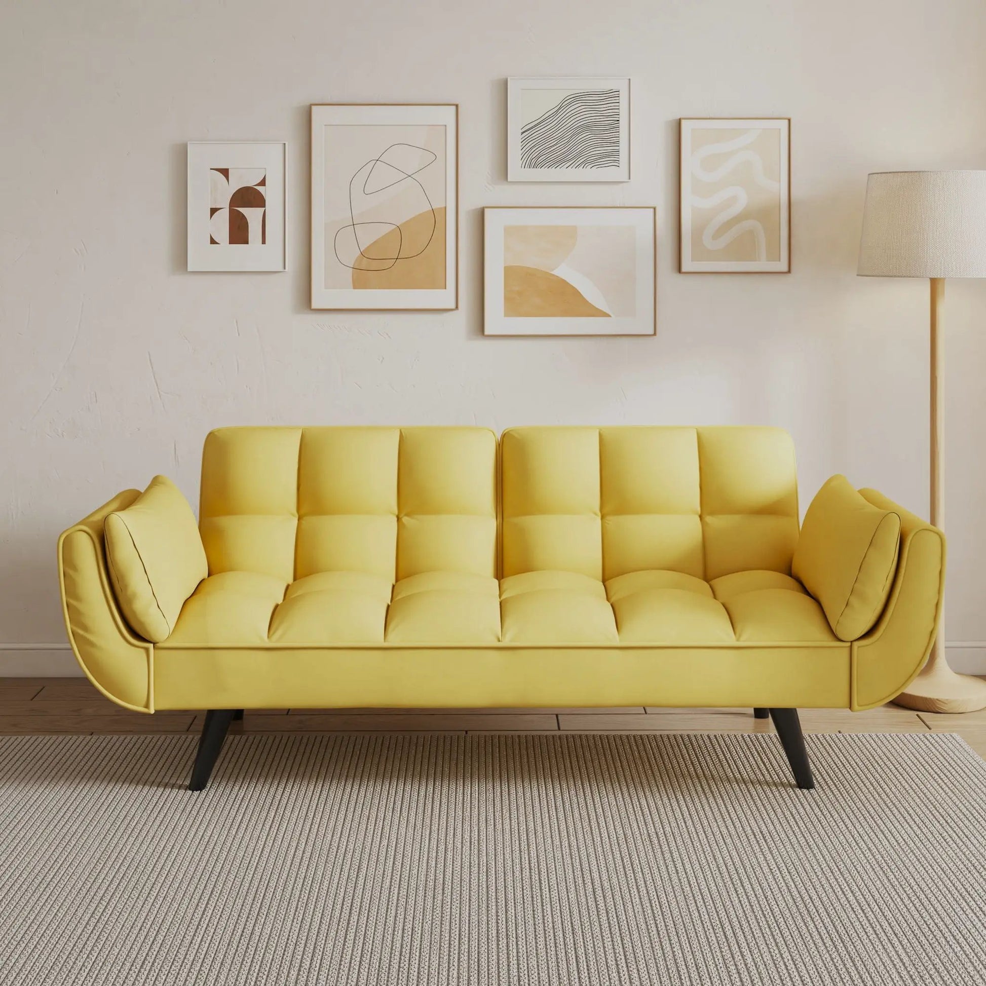 Futon sofa Soft Two Armrests yellow tufted upholstery by Unique Piece Furniture on Tampa Home & Garden Store