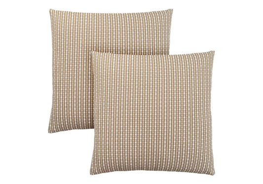 Square throw pillow pair in brown beige striped weave; insert included Unique Piece Furniture on Tampa Home & Garden Store