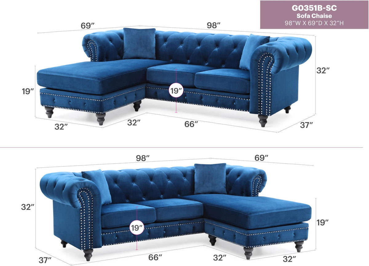Nola Luxurious Microsuede and Tufted Chaise
