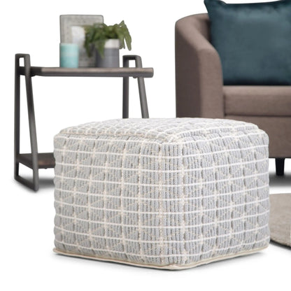 Noreen Upholstered Square Pouf Hand Woven Dark