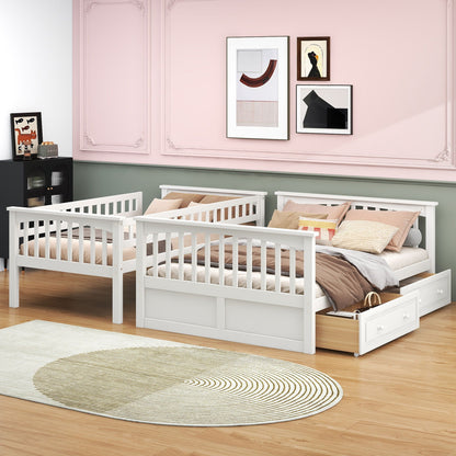 Bunk bed with drawers by HouseOfZazla, white twin frames, under-bed storage, 2-unit set on Tampa Home & Garden Store