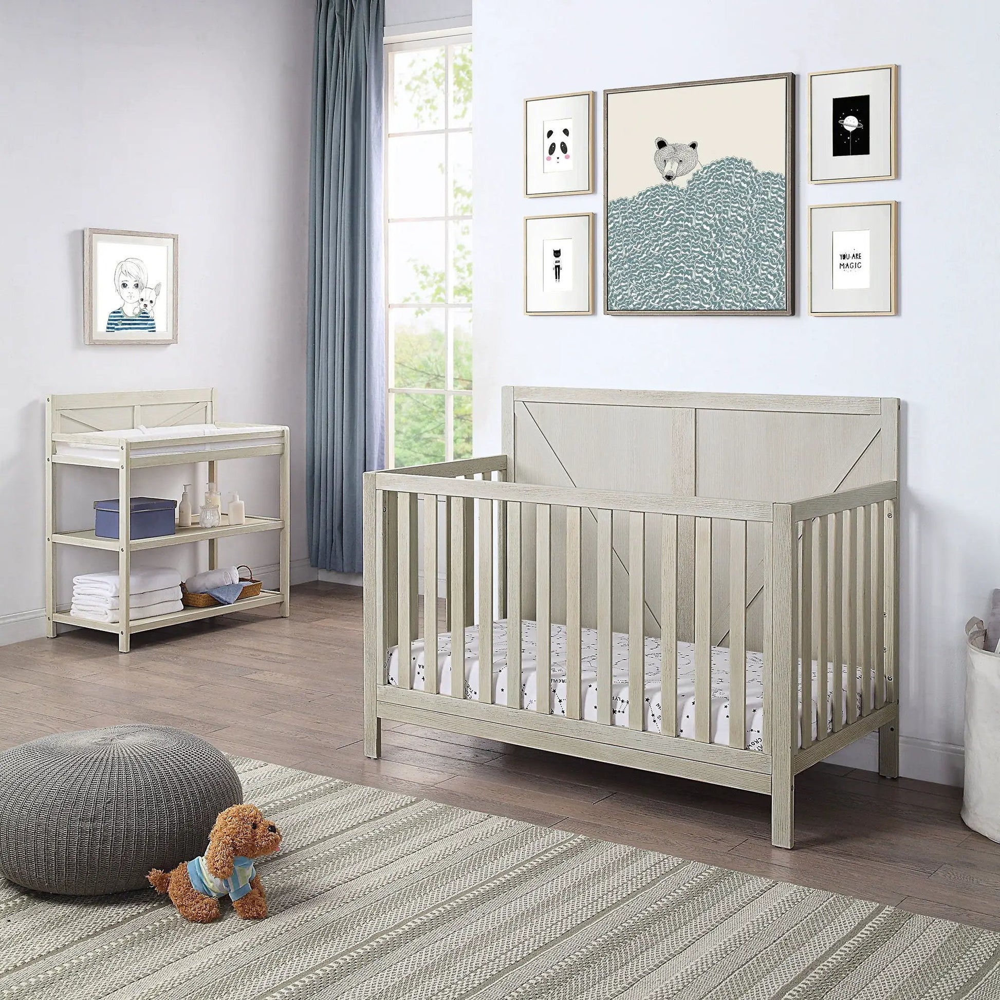 Barnside 4-in-1 Convertible Crib in light oak with slatted sides by Unique Piece Furniture on Tampa Home & Garden Store