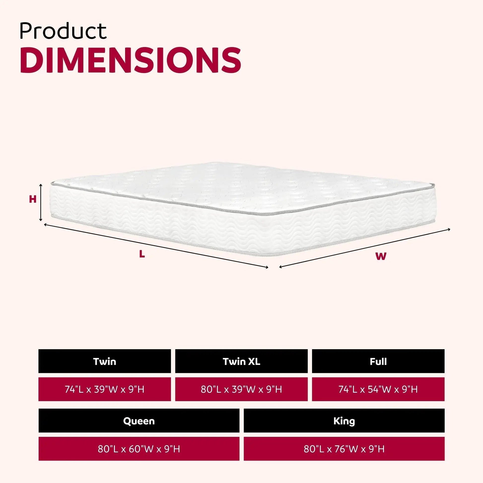 Premium 9-inch Medium Pocket Spring Hybrid Mattress by Unique Piece Furniture with white on Tampa Home & Garden Store