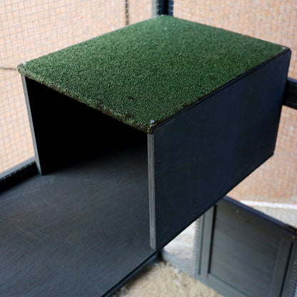 Spacious Wooden Cat Enclosure with Gray Roof