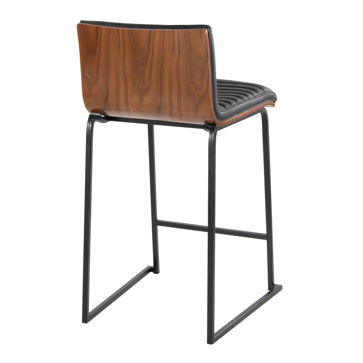 HouseOfZazla Contemporary Counter Stools, set of 2, tufted black leather seats and wood back on Tampa Home & Garden Store