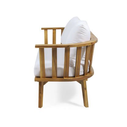 Spacious Outdoor Wooden Loveseat and Cushions