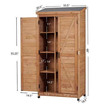 Outdoor Shed With Vertical Tool Cabinet and Shelf