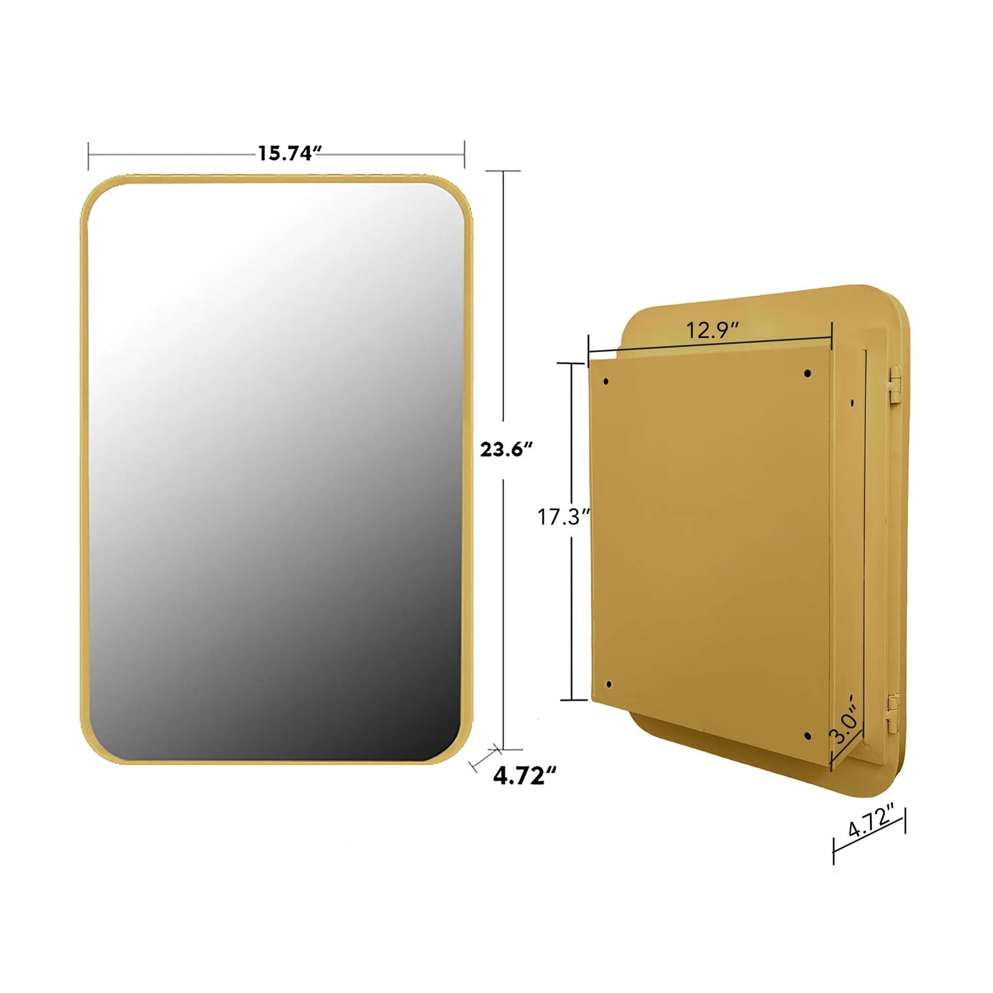 Unique Piece Furniture recessed medicine cabinet with gold frame, mirrored door, shelves on Tampa Home & Garden Store