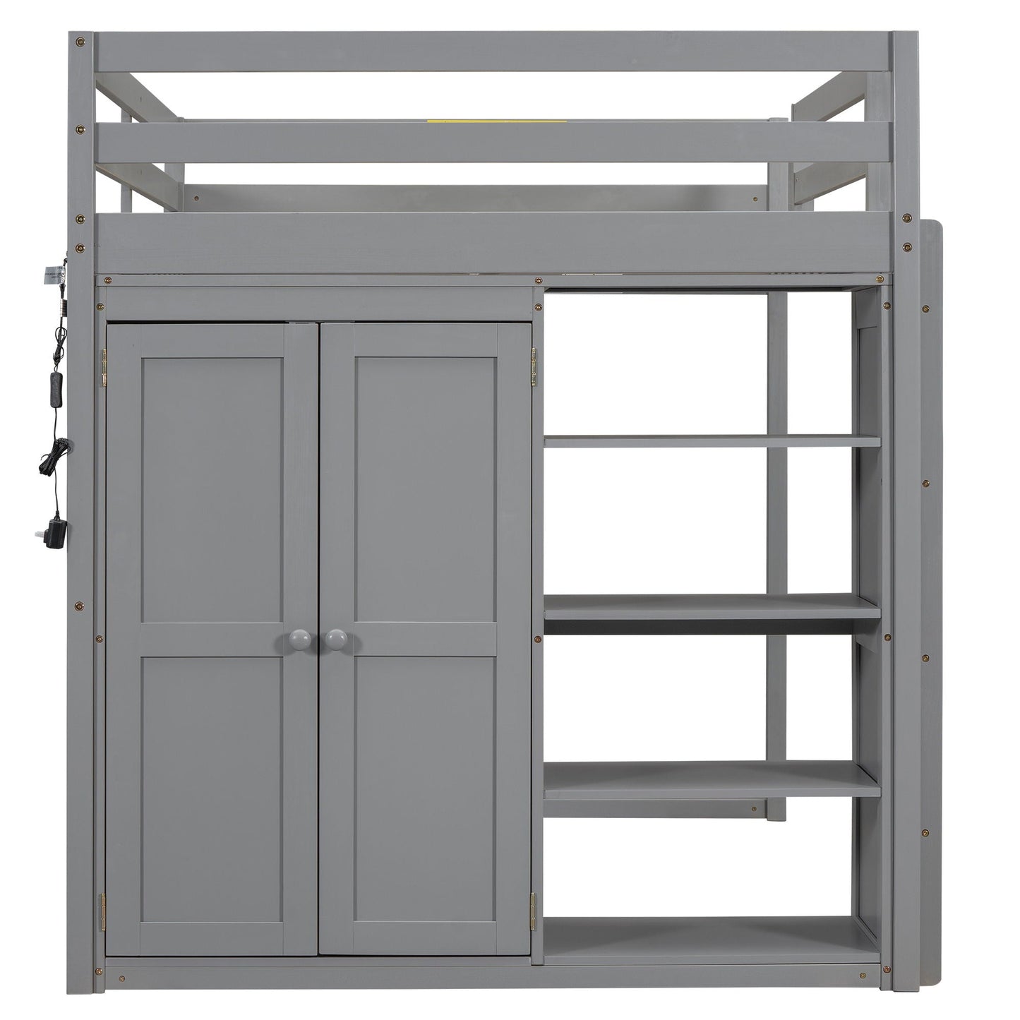Loft bed with wardrobe and shelves in gray with LED light by HouseOfZazla on Tampa Home & Garden Store