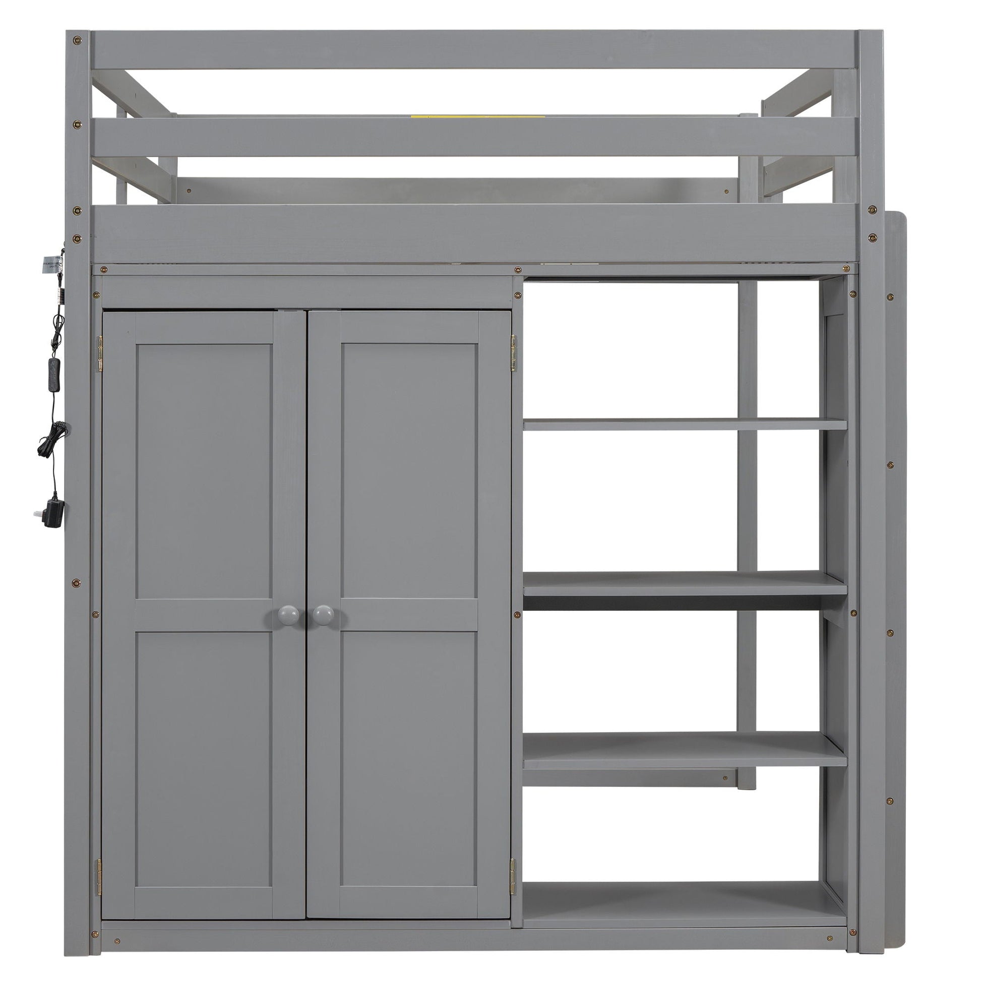 Loft bed with wardrobe and shelves in gray with LED light by HouseOfZazla on Tampa Home & Garden Store