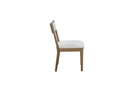 Cresent chair set of 2 with light brown wood frame and beige upholstered seat on Tampa Home & Garden Store