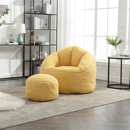Bedding Bean Bag Sofa Chair with Footrest, yellow foam, stationary chair & ottoman on Tampa Home & Garden Store