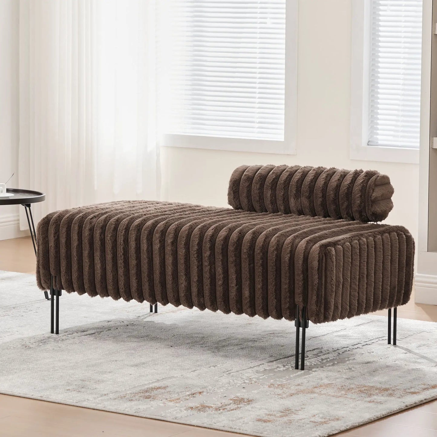 Mini Loveseat With Adjustable Backrest and Fur