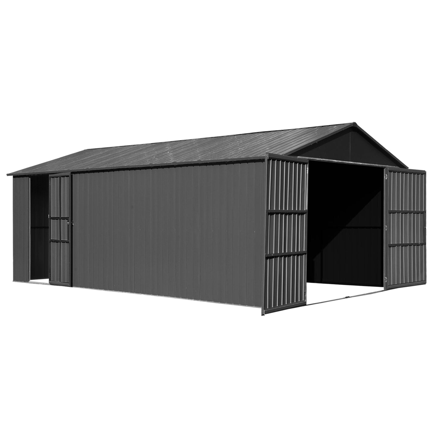 12x15FT Outdoor Metal Garage Shed dark gray steel by HouseOfZazla on Tampa Home & Garden Store