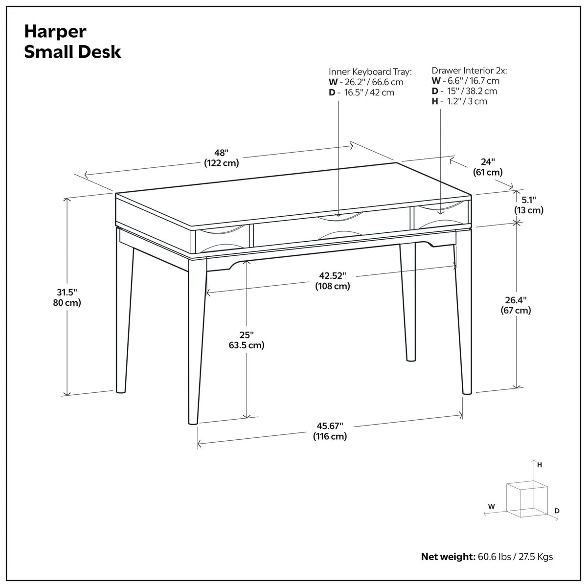Harper Small Desk blueprint with inner keyboard tray by HouseOfZazla on Tampa Home & Garden Store