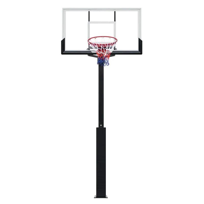 Outdoor basketball stand FLIPSTYLEZLLC with buried height-adjustable backyard hoop on black pole on Tampa Home & Garden Store