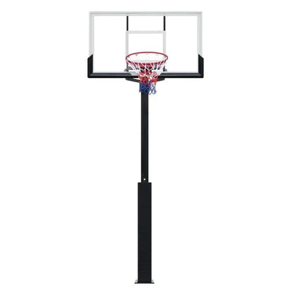Outdoor basketball stand FLIPSTYLEZLLC with buried height-adjustable backyard hoop on black pole on Tampa Home & Garden Store