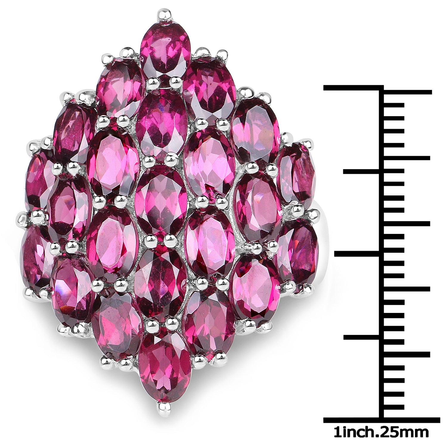 Rhodolite cluster ring 11.50ct in .925 sterling silver with pink faceted stones by Bids.com on Tampa Home & Garden Store
