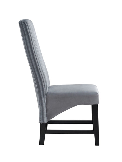 Kini Corduroy Side Chair set of 2 gray with corduroy back and padded seat, black legs on Tampa Home & Garden Store