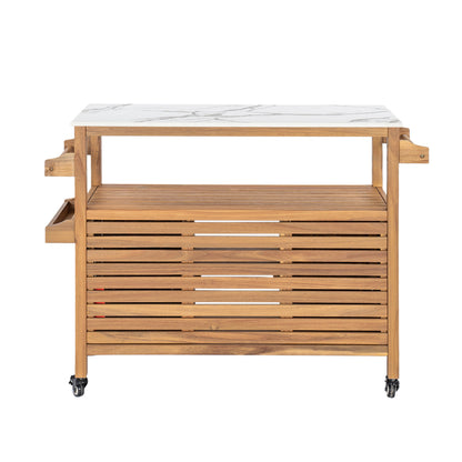 Classic Outdoor Acacia Wood Bar and Serving Rack