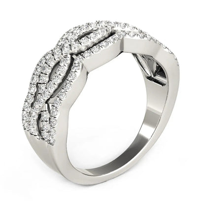 Diamond studded ring with four curved rows in 14k white gold, 5/8 cttw by Bids.com on Tampa Home & Garden Store