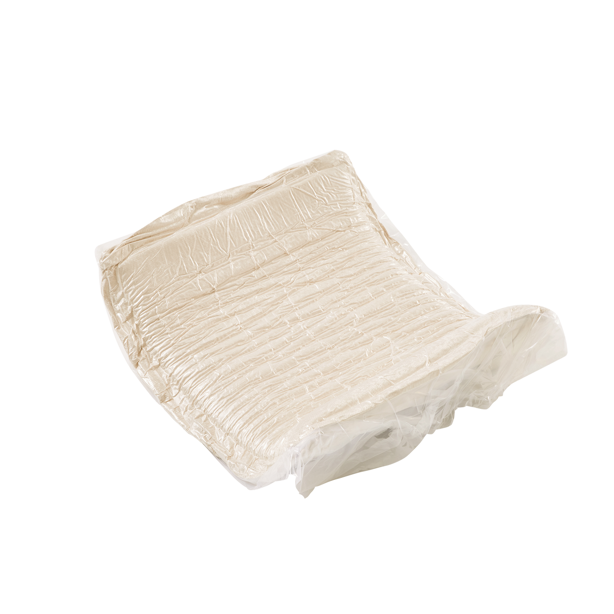 Armless Velvet-Light Camel Sofa by HouseOfZazla, packaged in plastic wrap on Tampa Home & Garden Store