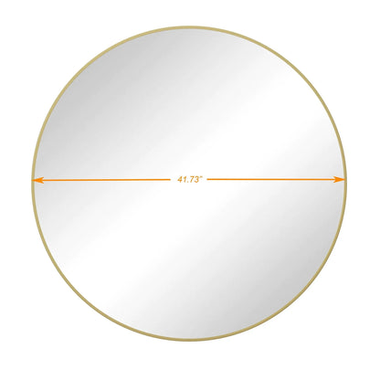 Round wall mirror with gold metal frame, 41.73-inch diameter, for bathroom or living room decor on Tampa Home & Garden Store