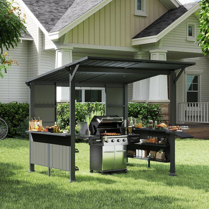 9ft By 10ft Hardtop Grill Gazebo with Shelves