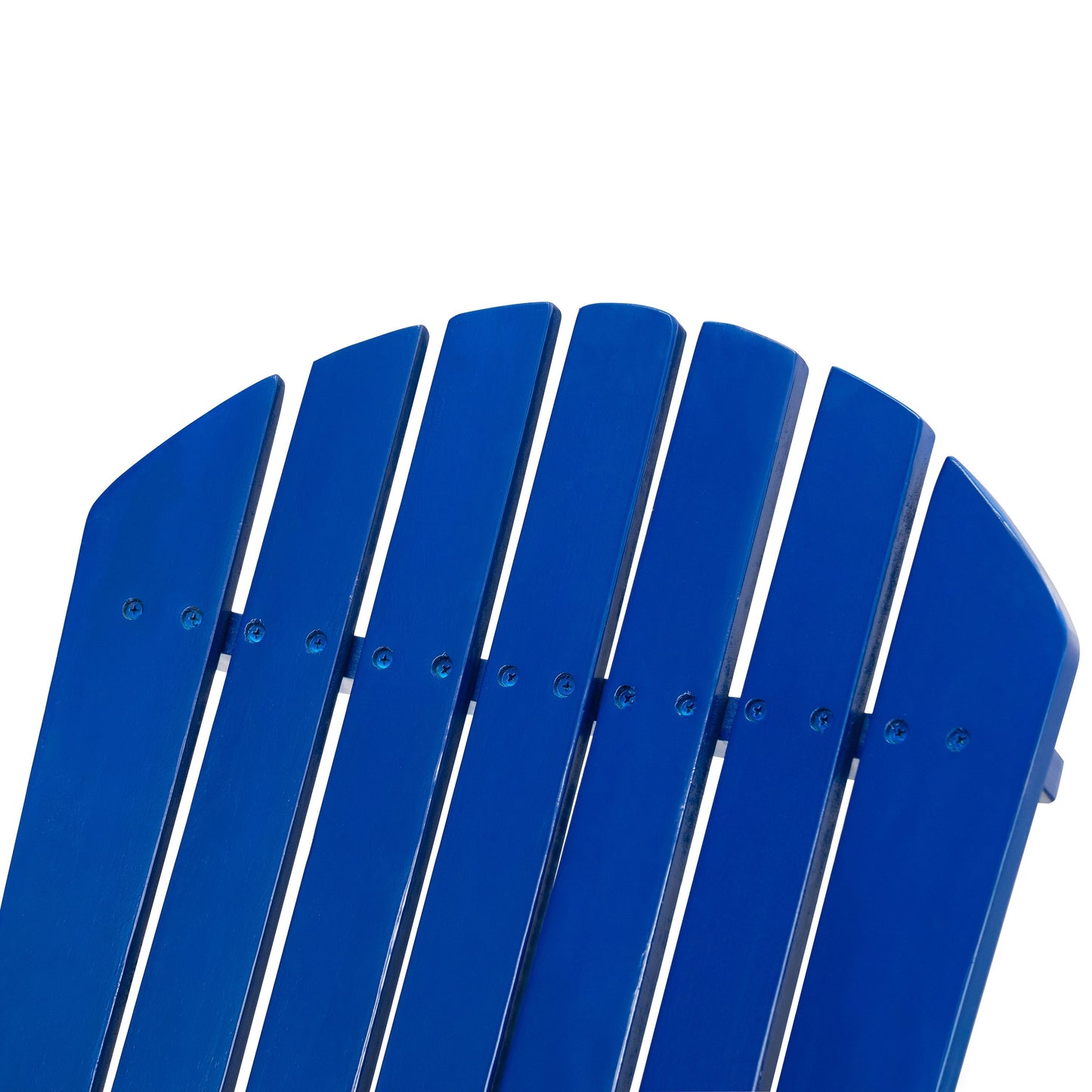 Malibu Adirondack chair by HouseOfZazla, blue outdoor folding back-slatted chair close-up on Tampa Home & Garden Store